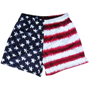 American Flag Tie Dye Rugby Gym Short 5 Inch Inseam With Pockets
