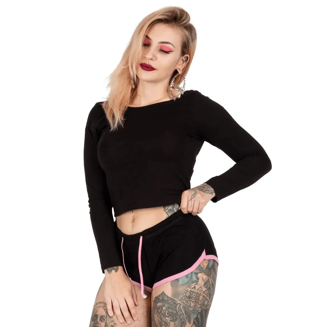 Bad Girl Devil Heart Pink Trim Dolphin Hot Shorts