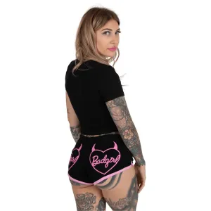 Bad Girl Devil Heart Pink Trim Dolphin Hot Shorts