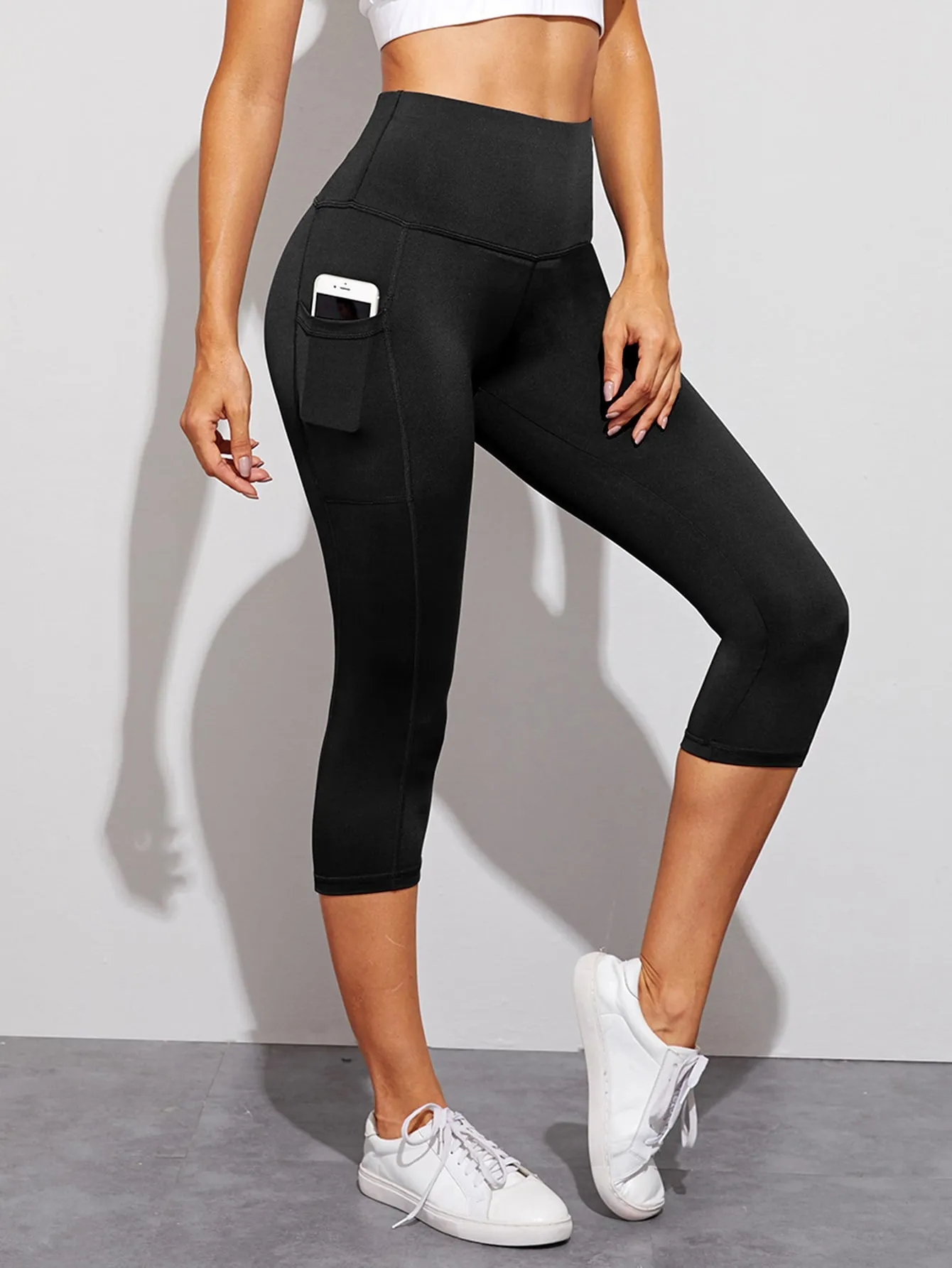 Blue Capris Sports Leggings