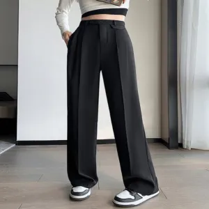 Casual High Waist Loose Fit Wide Leg Pants For Female