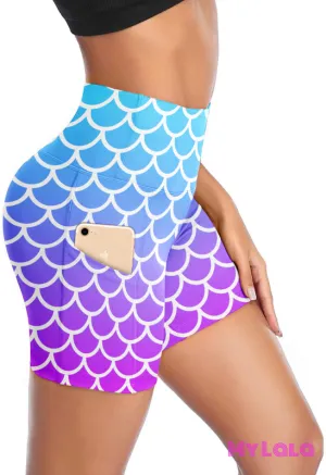 Curvy Pocketed Gym Shorts (Color Up Mermaid)