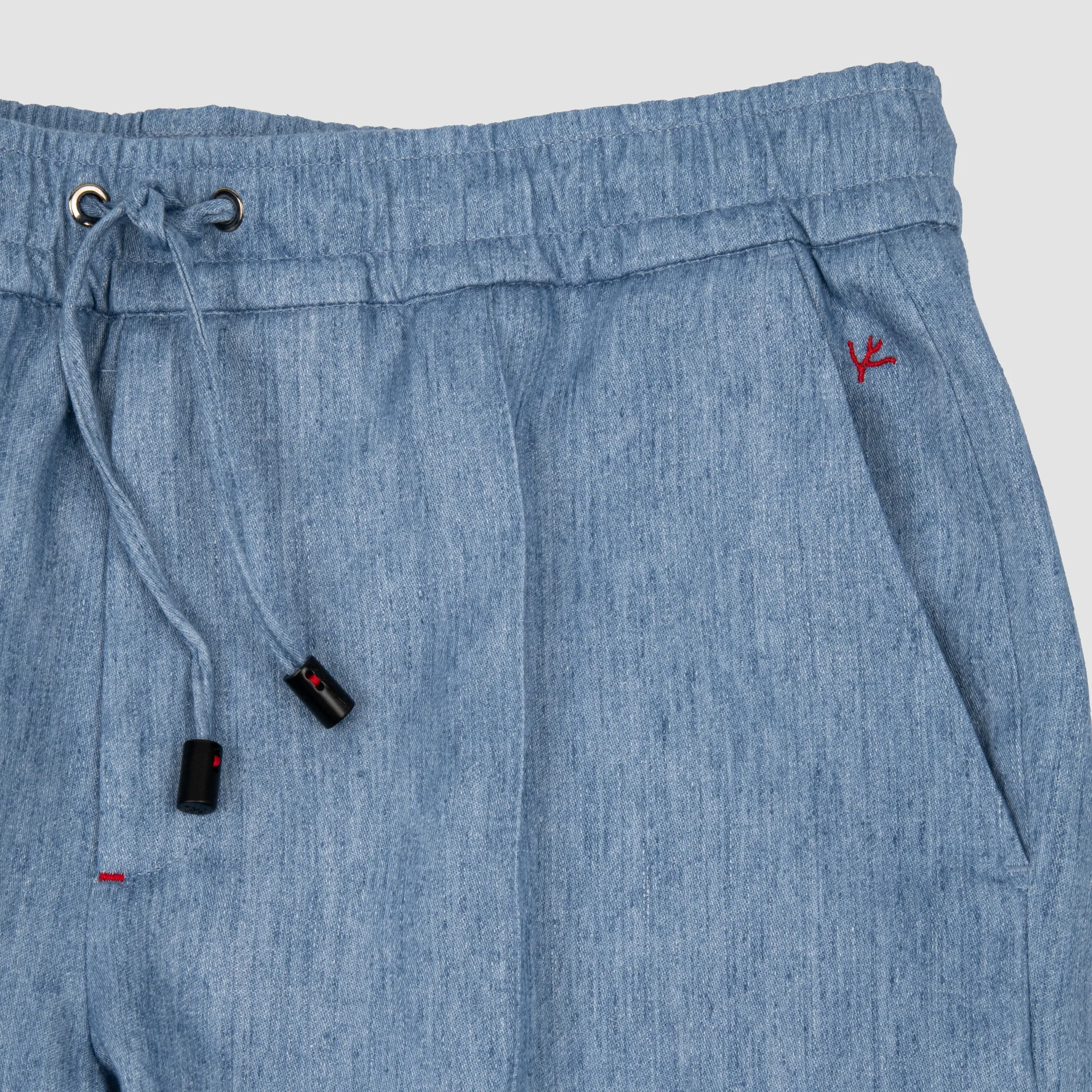 Linen Drawstring Sportpants Light Blue