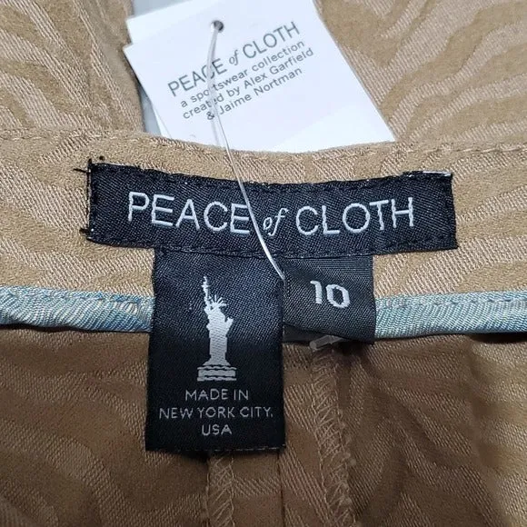NWT Peace of Cloth Supporting Cancer Society Animal Print Tan Dress Pants Size 10