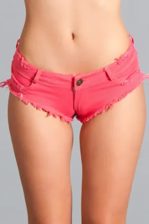 Pink Cut Off Low Waist Booty Denim Jeans Shorts BWJ3HP
