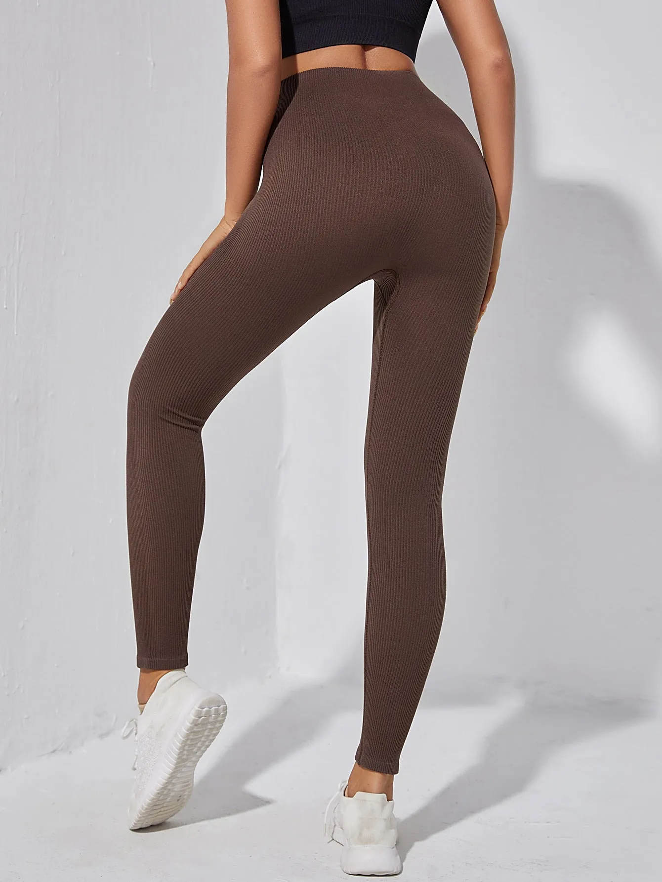Rib Knit Seamless Sports Leggings