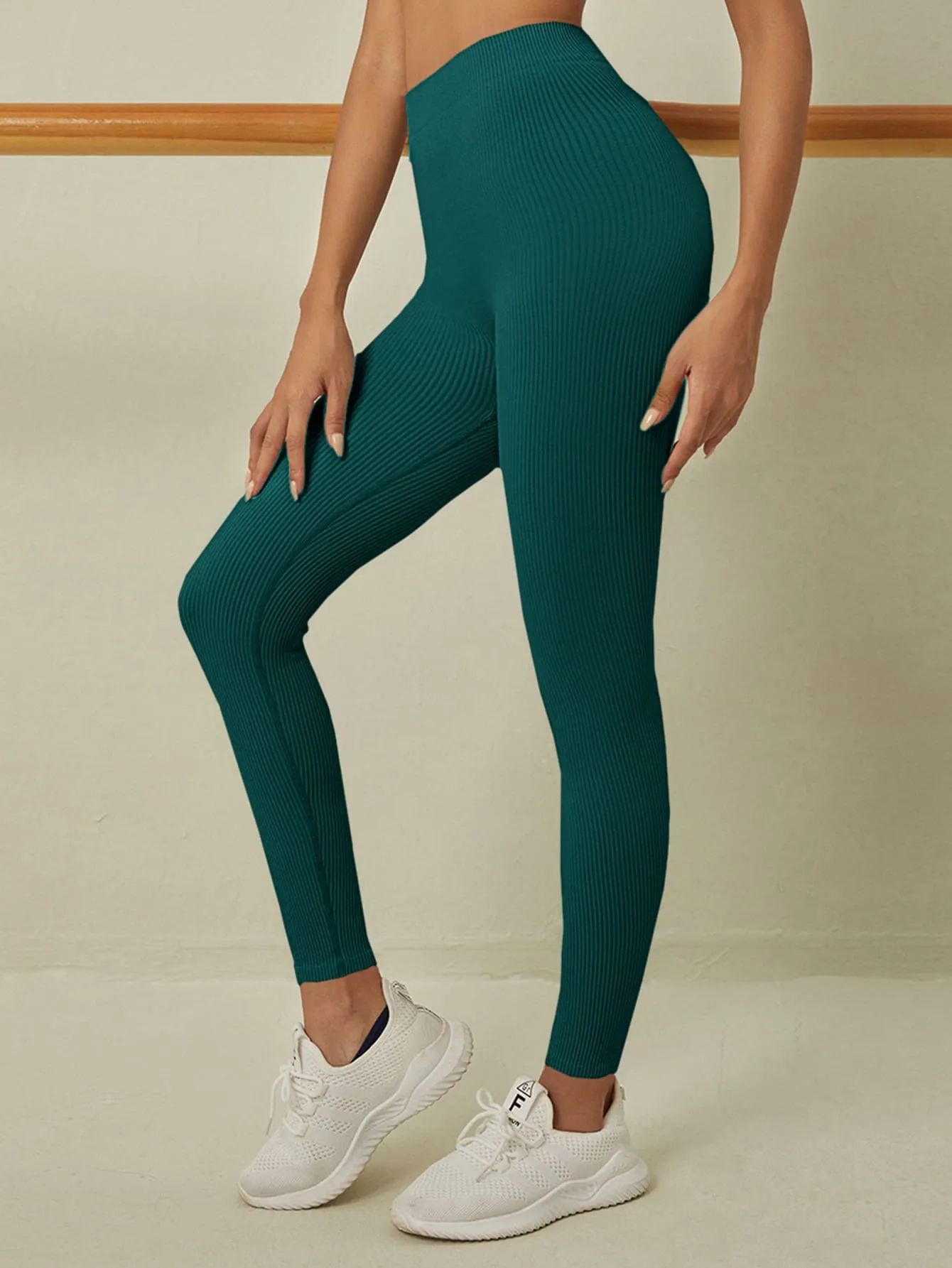Rib Knit Seamless Sports Leggings